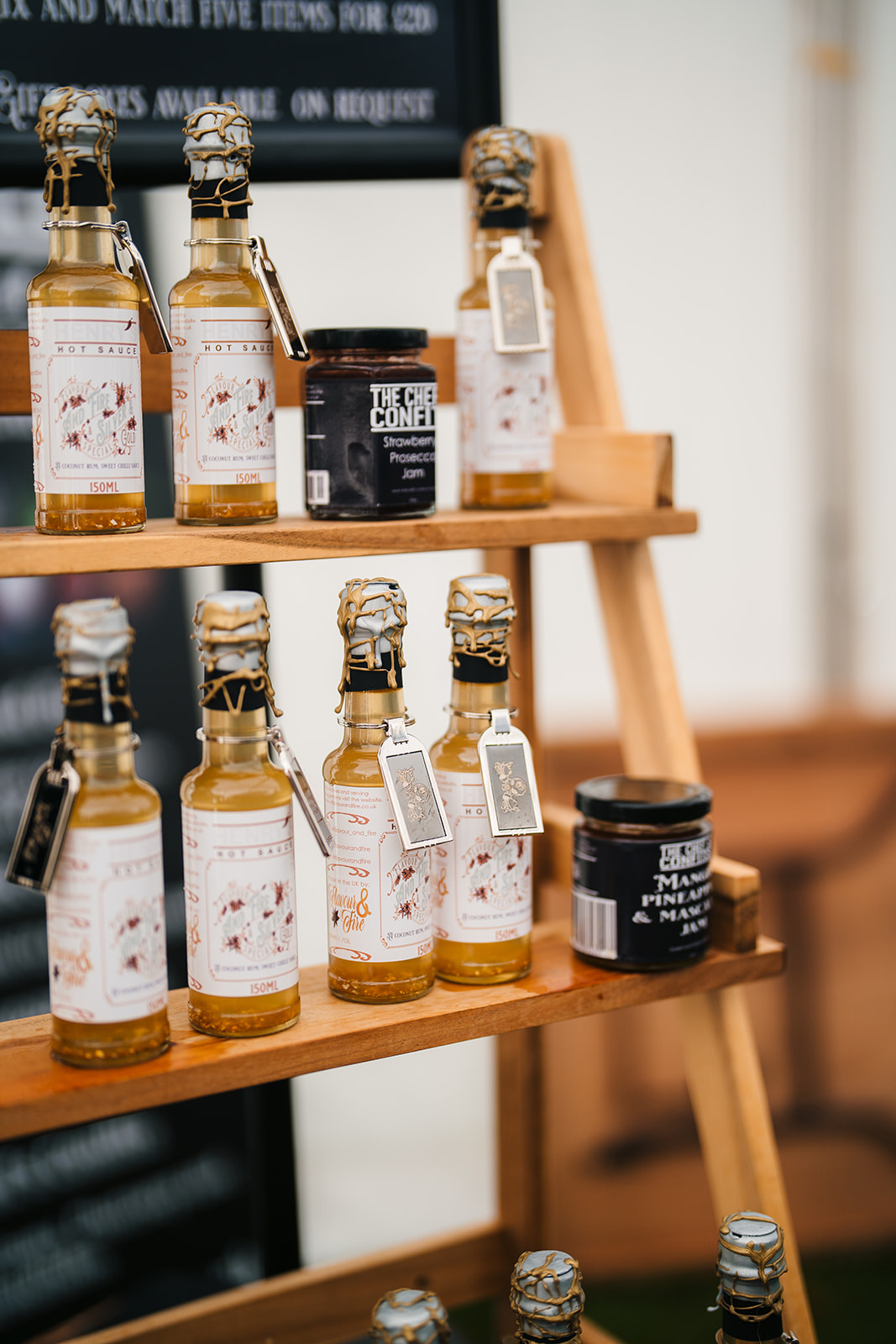 Flavour and Fire hot sauce bottles